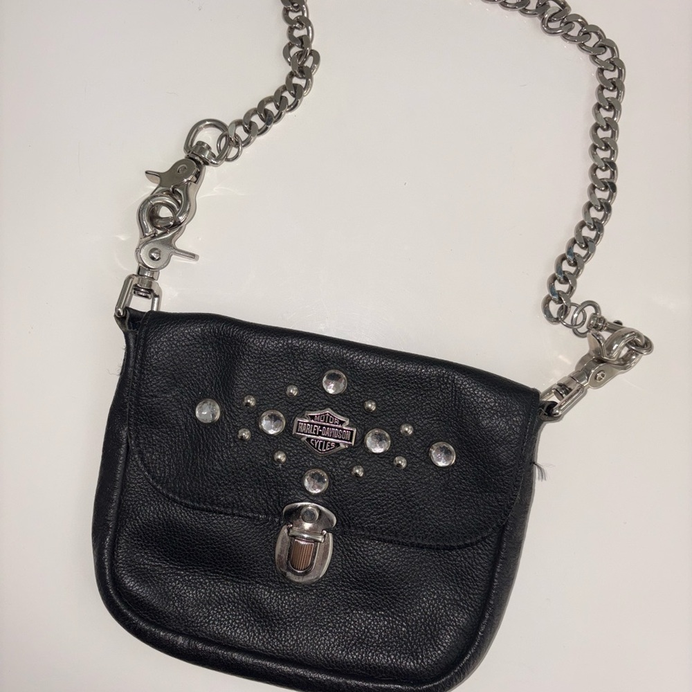 Harley-Davidson Black Crossbody with Silver Chain